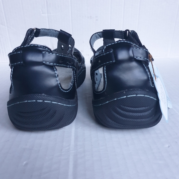 JBU Wm Melon Black Memory Foam Vegan Cutout Leather Sneakers Velcro T-Strap 7.5 - Picture 15 of 16